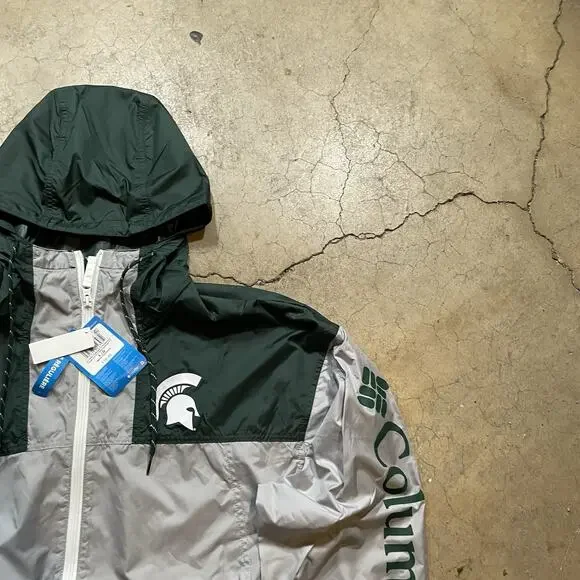 Columbia Men Flash Challenger Windbreaker Jacket Michigan State Spartans Sz L - Picture 2 of 6